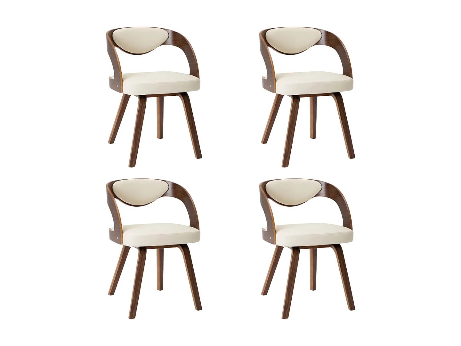 Chaises à manger lot de 4 crème bois courbé et similicuir