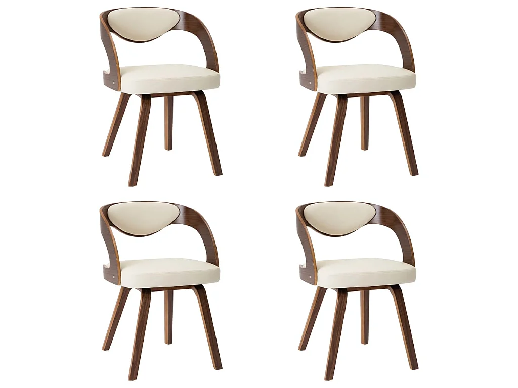 Chaises à manger lot de 4 crème bois courbé et similicuir