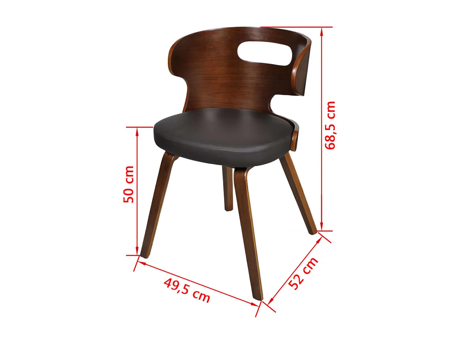 Cadeiras de jantar 6 pcs couro artificial castanho