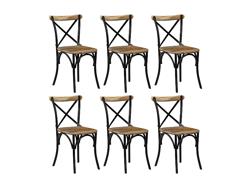 Esszimmerstühle 6 Stk. Schwarz Mango-Massivholz