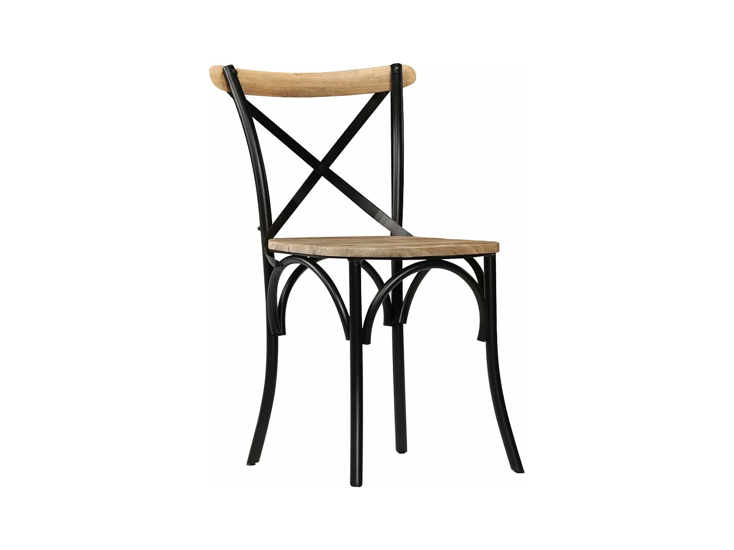 Kruisstoelen 6 st massief mangohout zwart