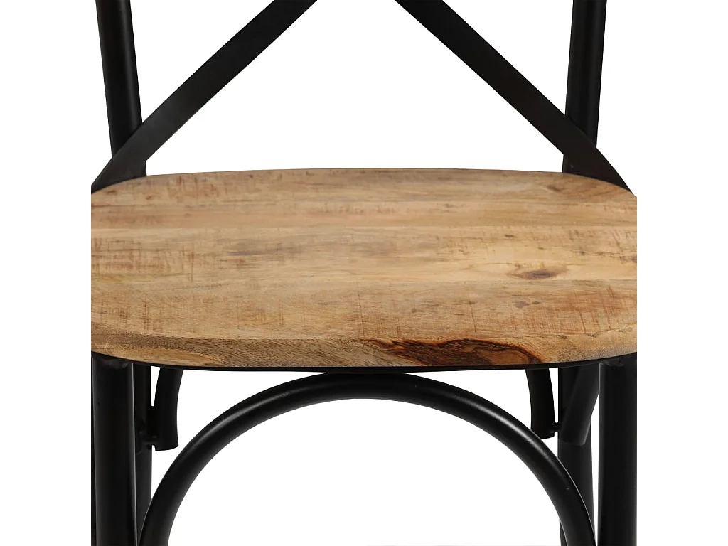 Chaises à dossier croisé lot de 6 noir bois de manguier massif