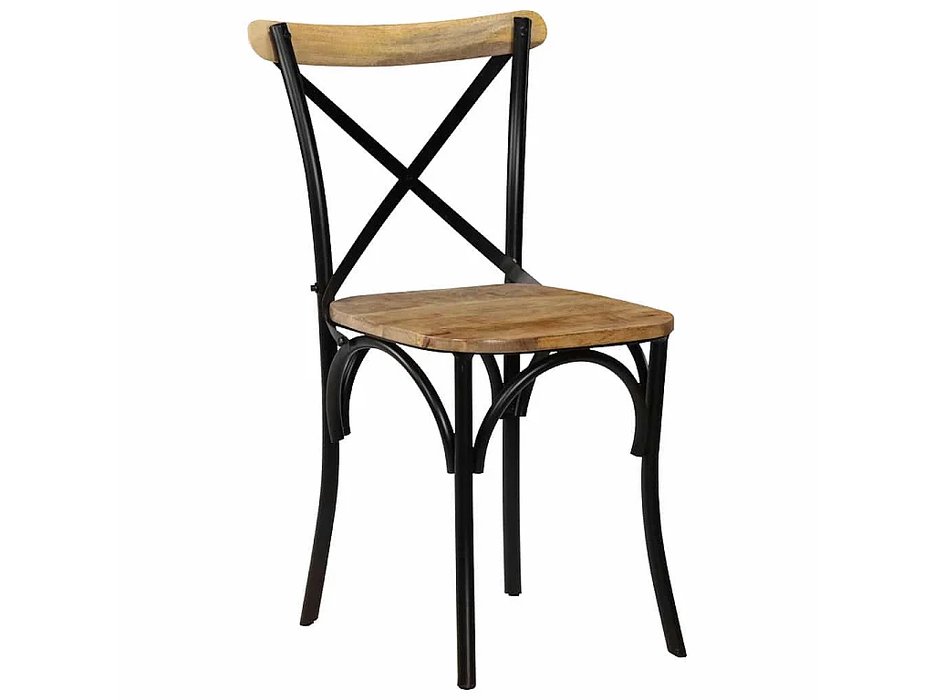 Chaises à dossier croisé lot de 6 noir bois de manguier massif