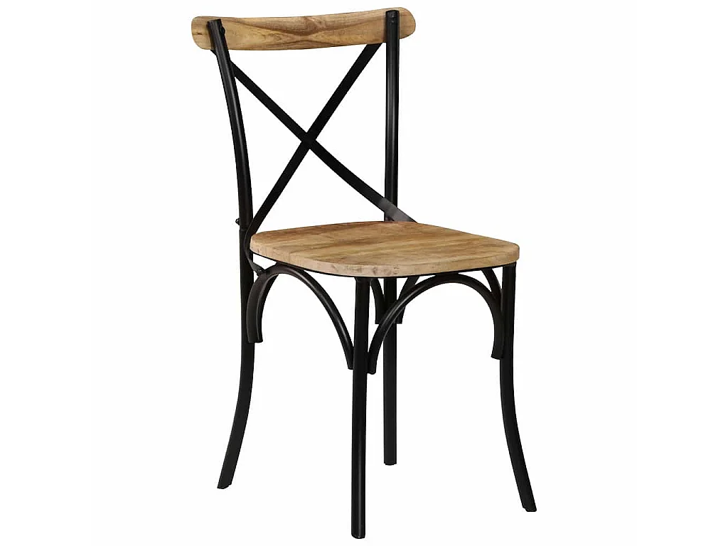 Chaises à dossier croisé lot de 6 noir bois de manguier massif