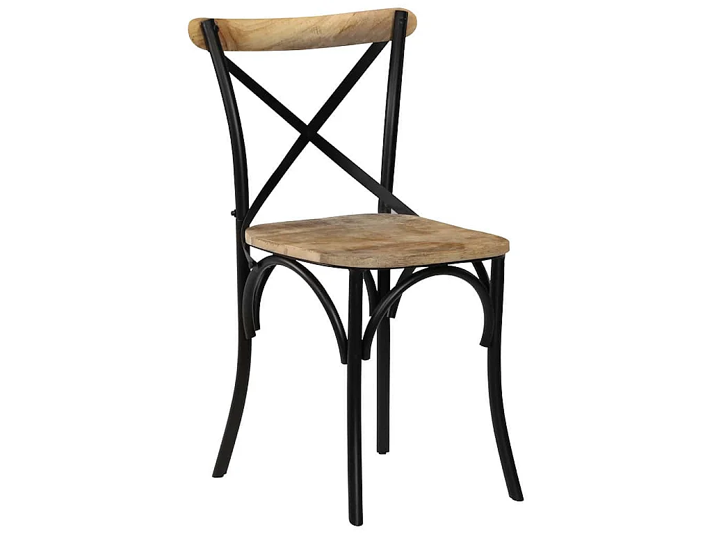 Chaises à dossier croisé lot de 6 noir bois de manguier massif