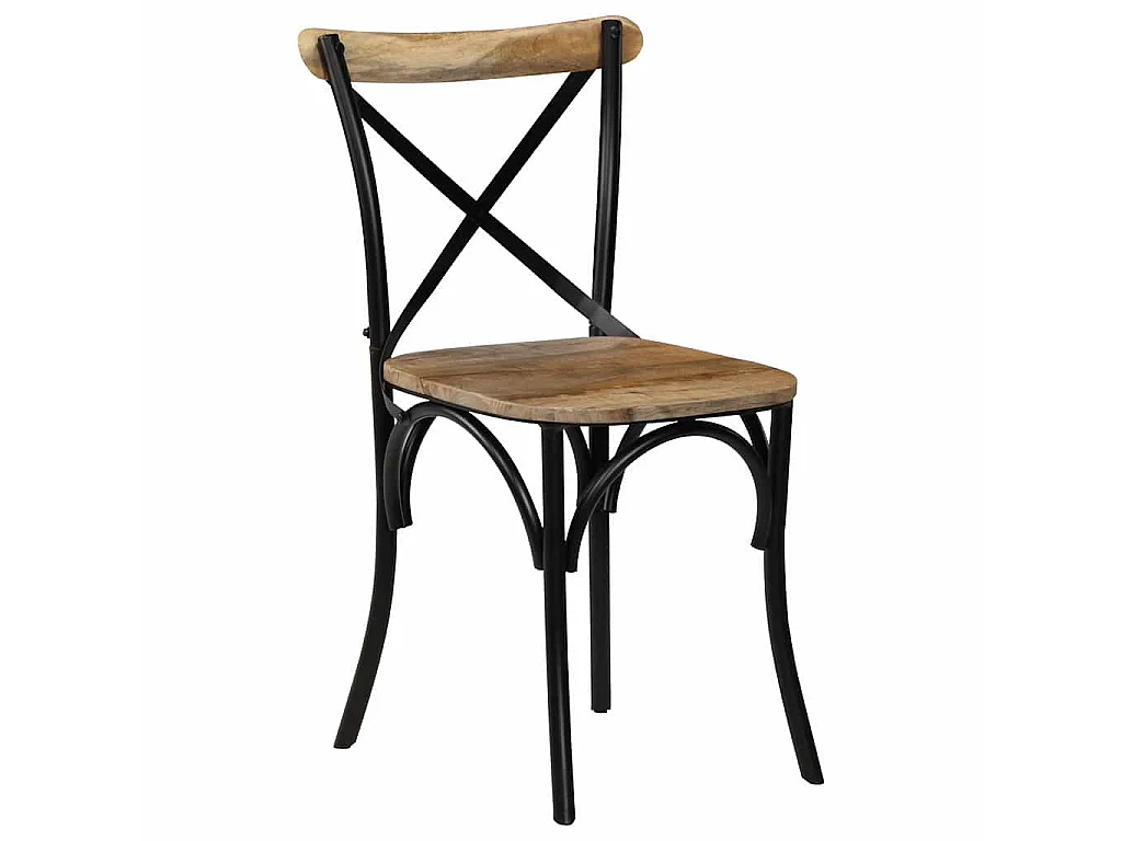 Chaises à dossier croisé lot de 6 noir bois de manguier massif