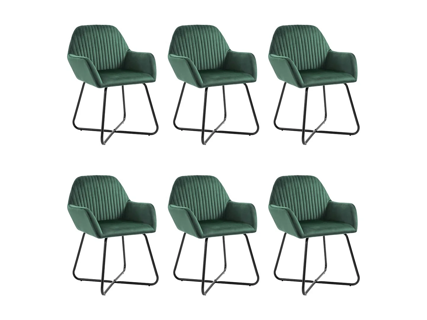 Chaises à manger lot de 6 vert velours