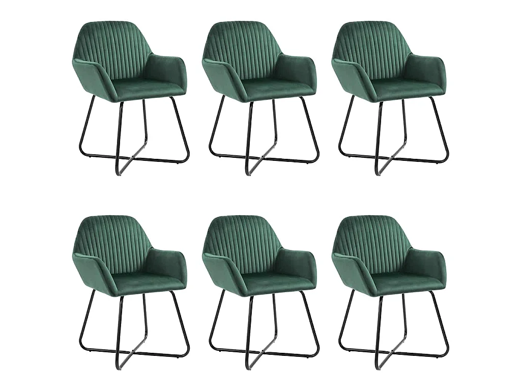 Chaises à manger lot de 6 vert velours