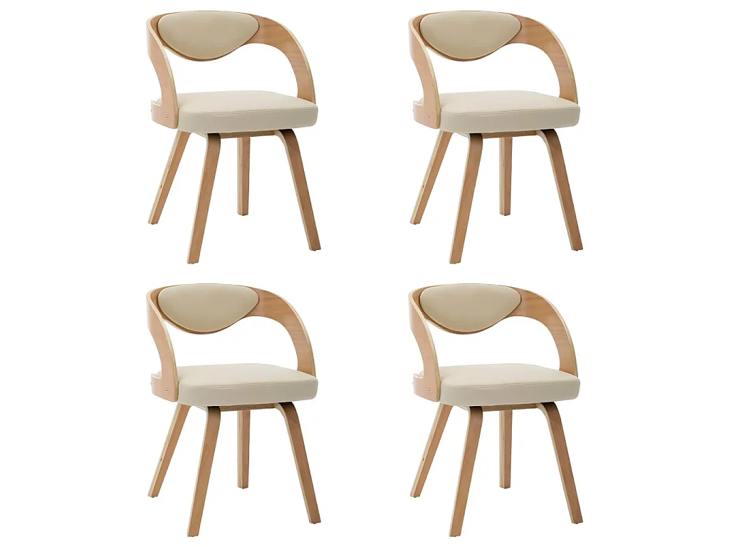 Chaises à manger lot de 4 crème bois courbé et similicuir