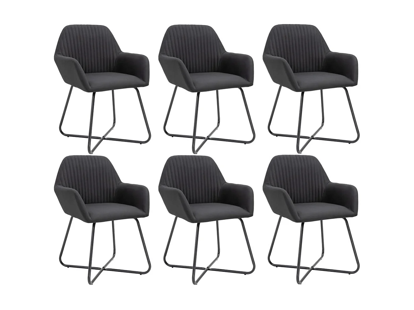 Chaises à manger lot de 6 noir tissu