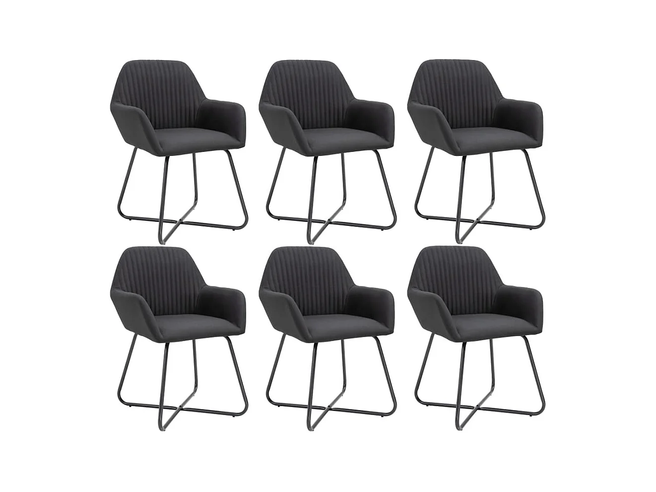 Chaises à manger lot de 6 noir tissu