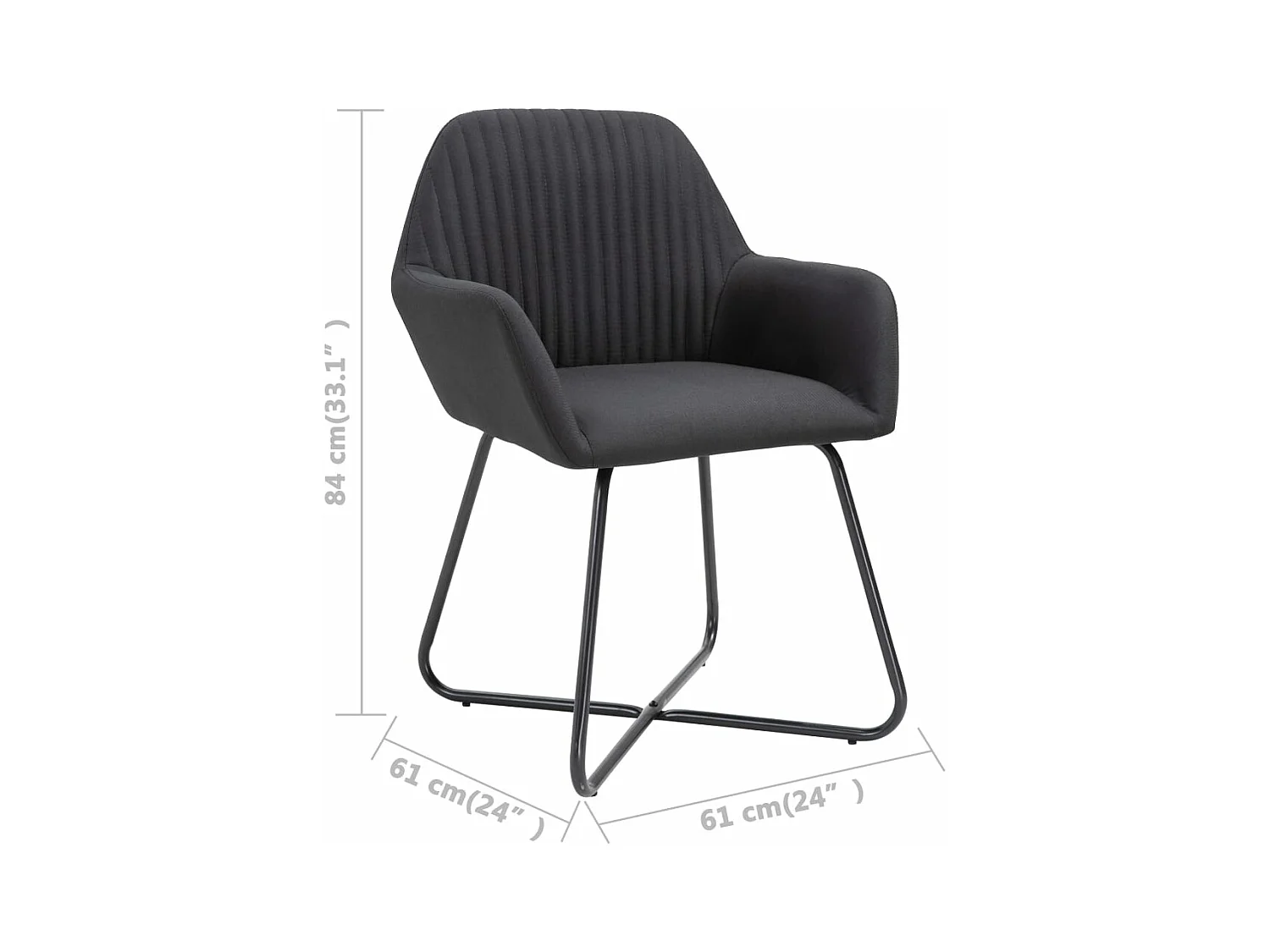 Chaises à manger lot de 6 noir tissu