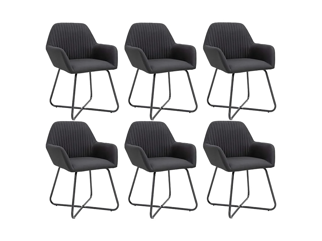 Chaises à manger lot de 6 noir tissu