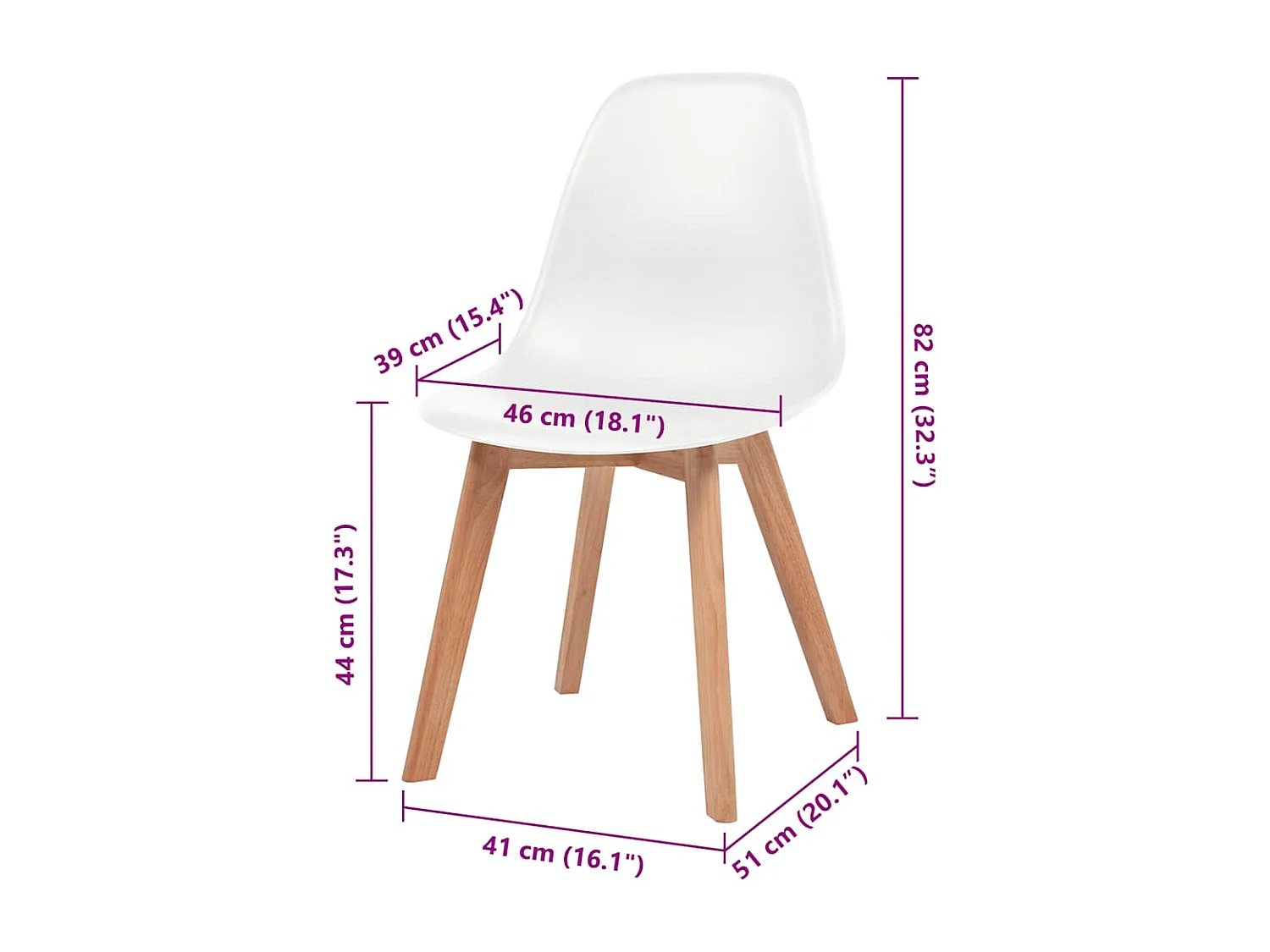 Chaises à manger lot de 4 Blanc Plastique