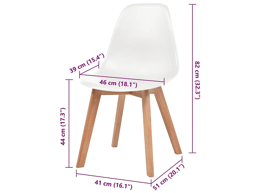 Chaises à manger lot de 4 Blanc Plastique