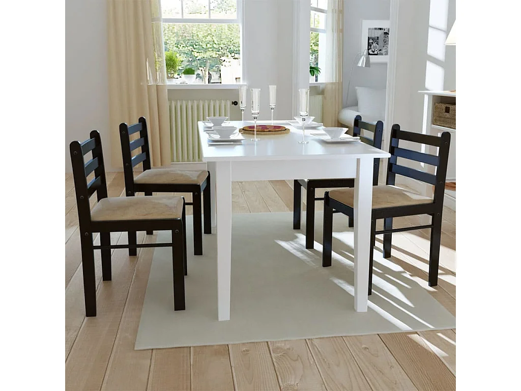 Esszimmerstühle 4 Stk. Braun Massivholz Gummibaum und Samt