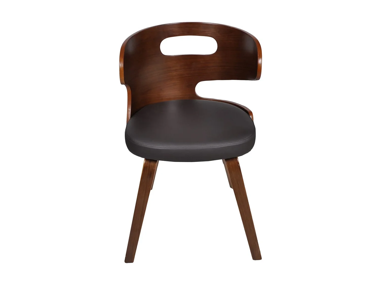 Eetkamerstoelen 4 st gebogen hout en kunstleer bruin