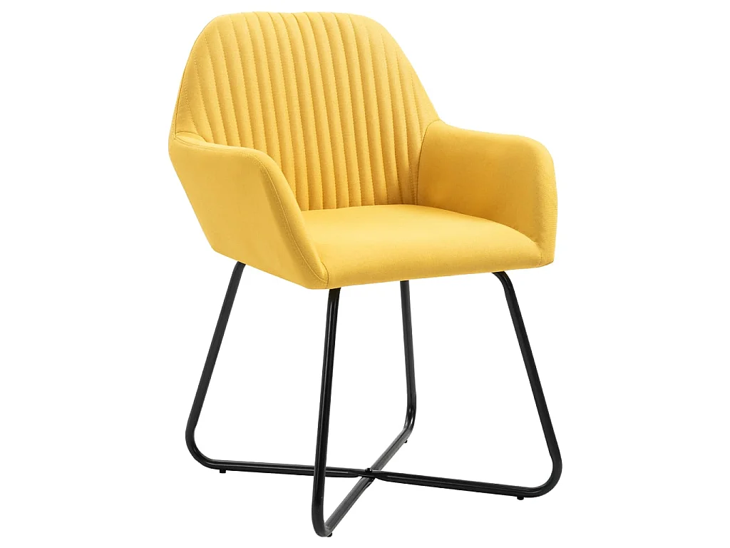Chaises à manger lot de 4 jaune tissu