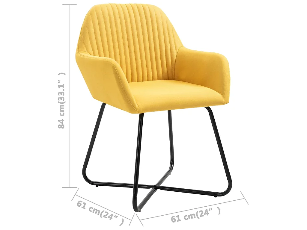 Chaises à manger lot de 4 jaune tissu
