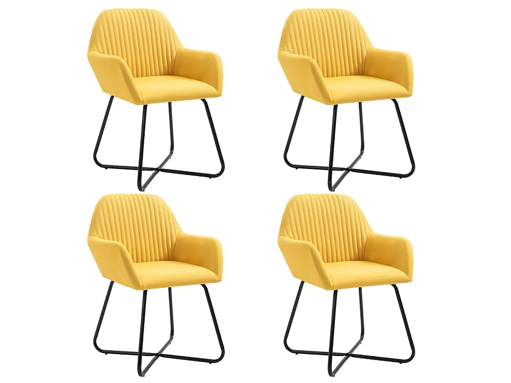 Cadeiras de jantar 4 pcs tecido amarelo