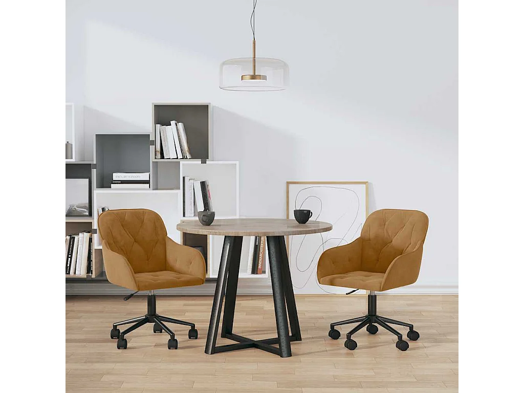 Chaises pivotantes à manger lot de 2 Marron Velours