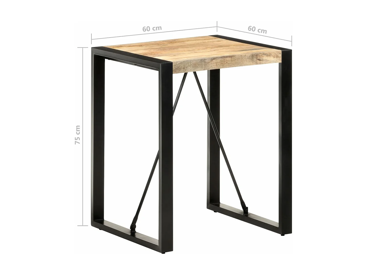 Table à manger 60x60x75 cm Bois de manguier massif brut