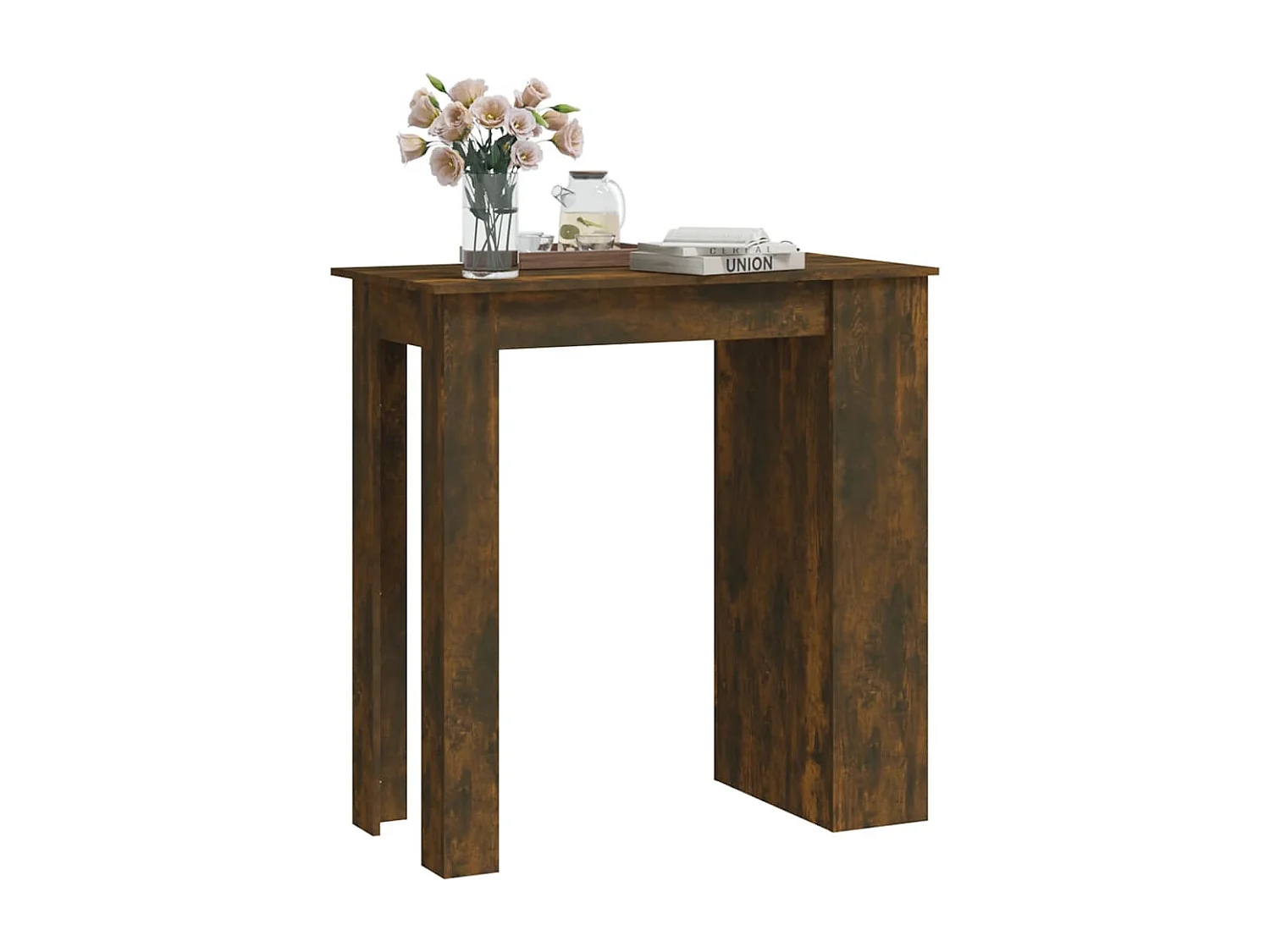Table de bar et étagère de rangement Chêne fumé 102x50x103,5 cm