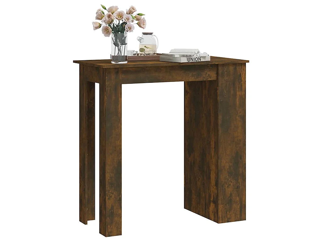 Table de bar et étagère de rangement Chêne fumé 102x50x103,5 cm