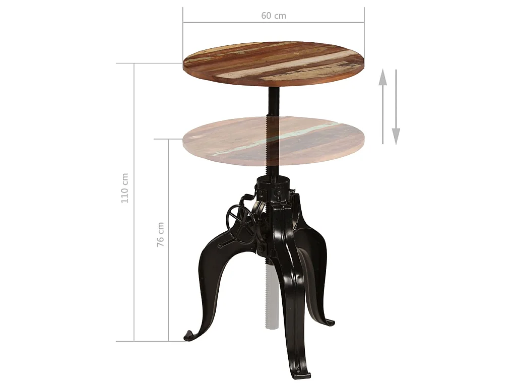 Table de bar Bois de récupération massif 60x(76-110) cm