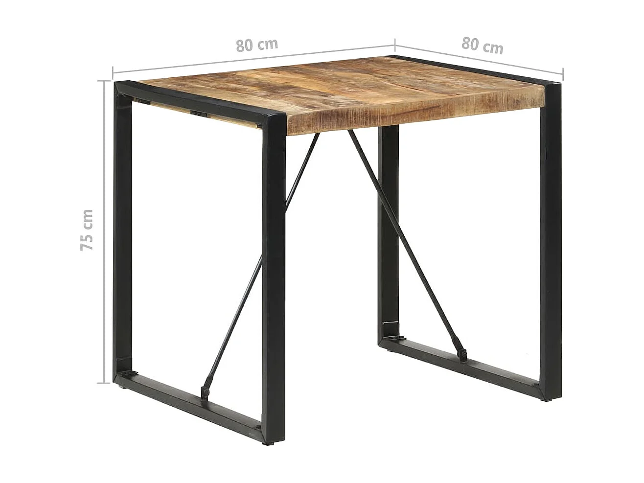 Eettafel 80x80x75 cm ruw mangohout