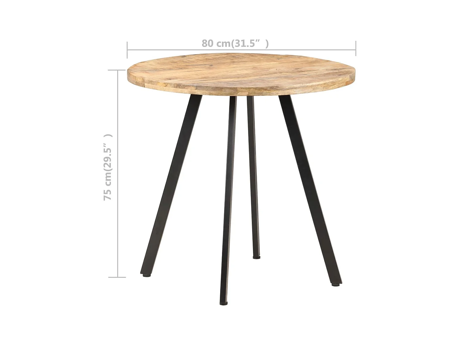 Esstisch 80 cm Raues Mangoholz