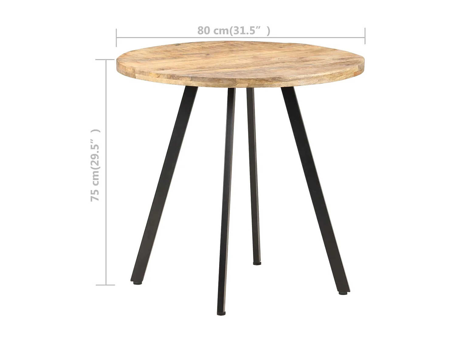 Table de salle à manger 80 cm Bois de manguier brut