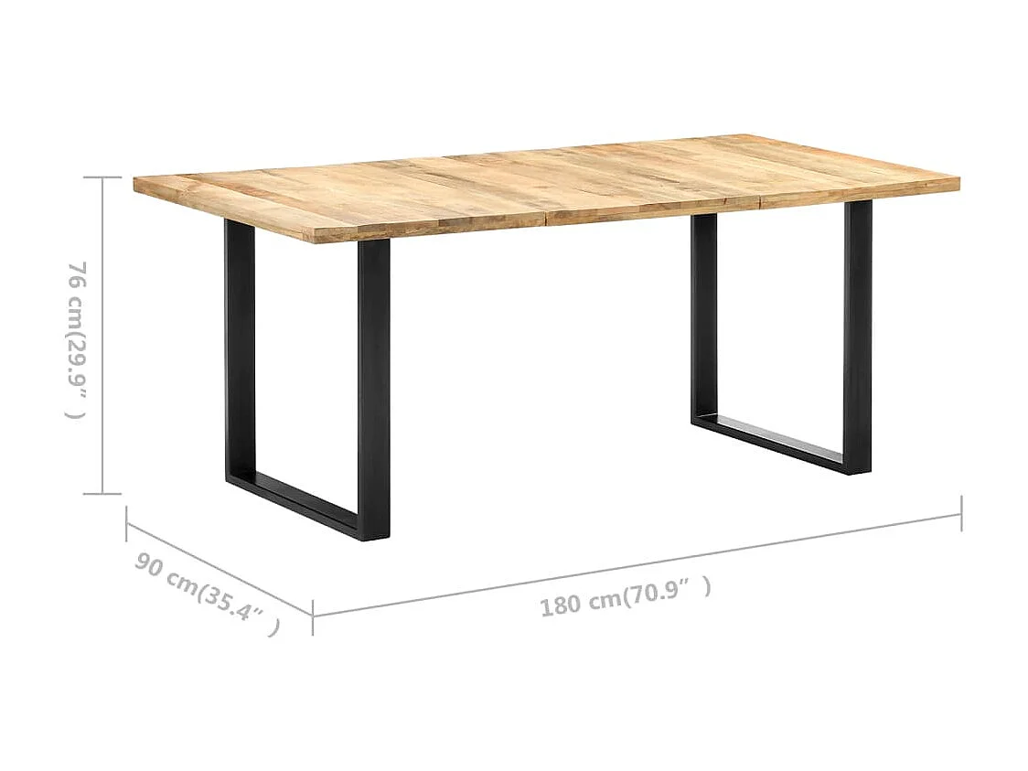 Table de salle à manger 180x90x76 cm bois de manguier massif