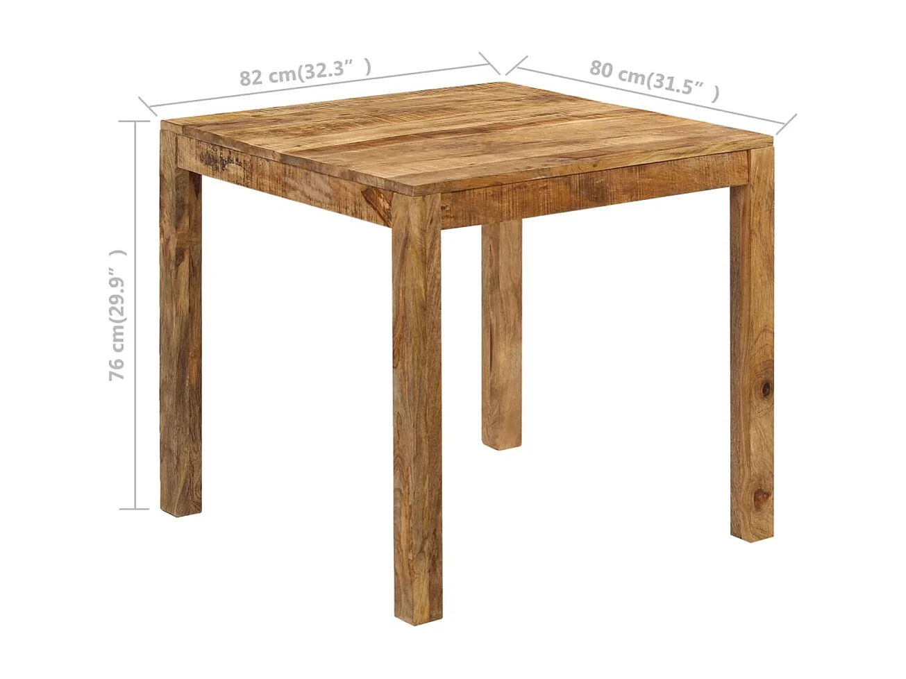 Mesa de jantar madeira de mangueira maciça 82x80x76 cm