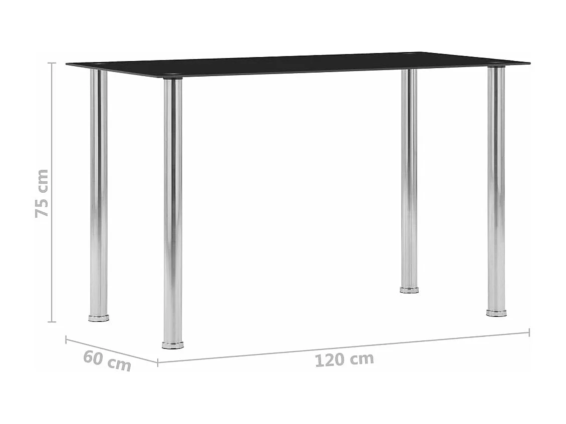 Table à manger Noir 120x60x75 cm Verre trempé