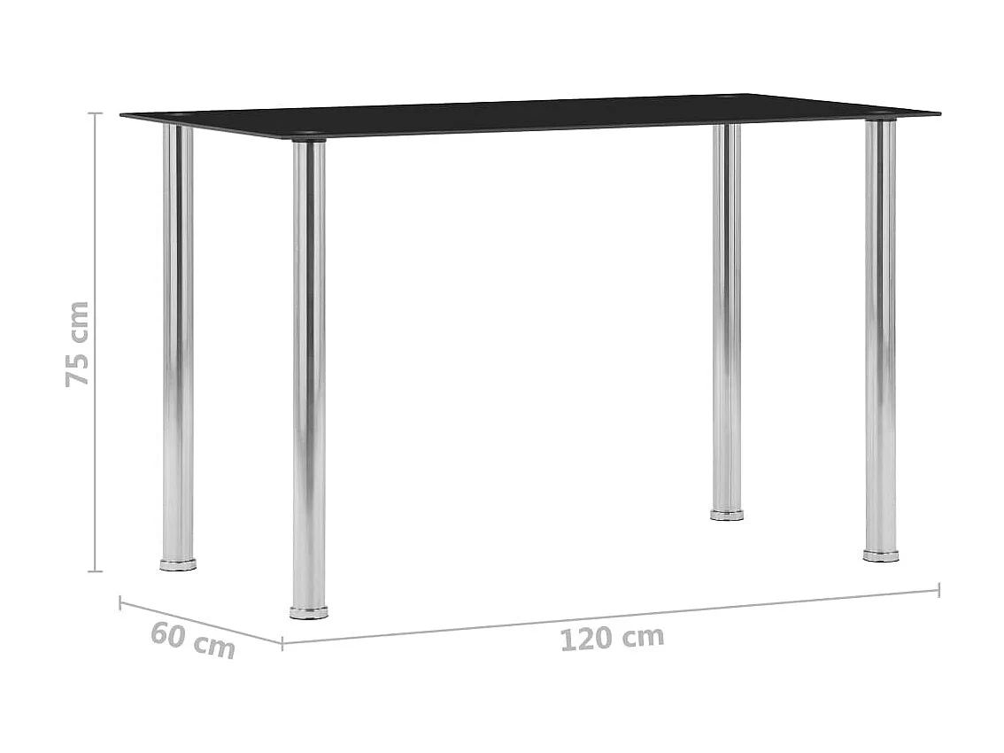Table à manger Noir 120x60x75 cm Verre trempé