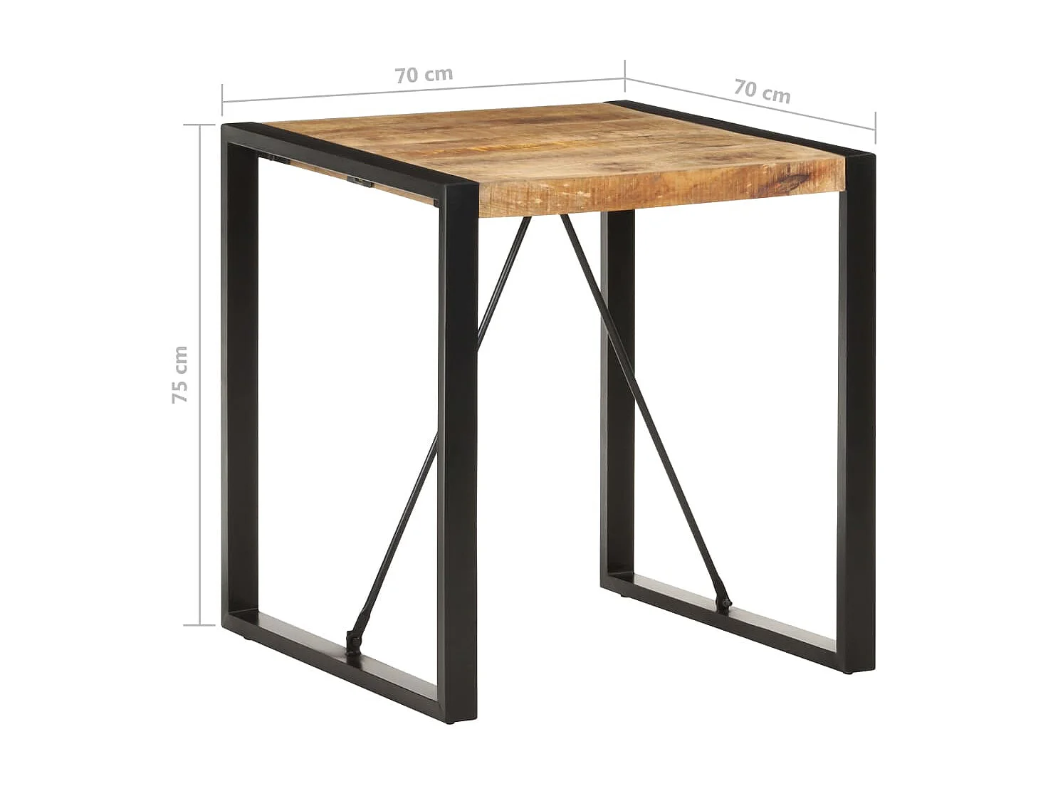 Tavolo da Pranzo 70x70x75 cm in Legno Massello di Mango Grezzo