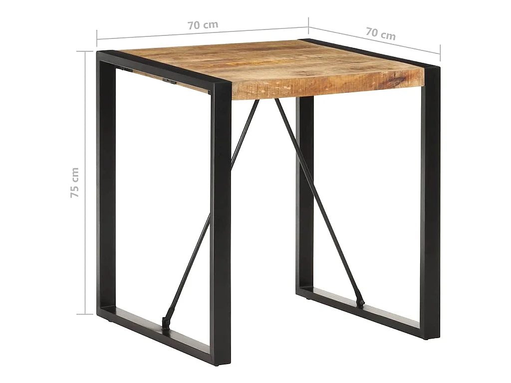 Table à manger 70x70x75 cm Bois de manguier massif brut