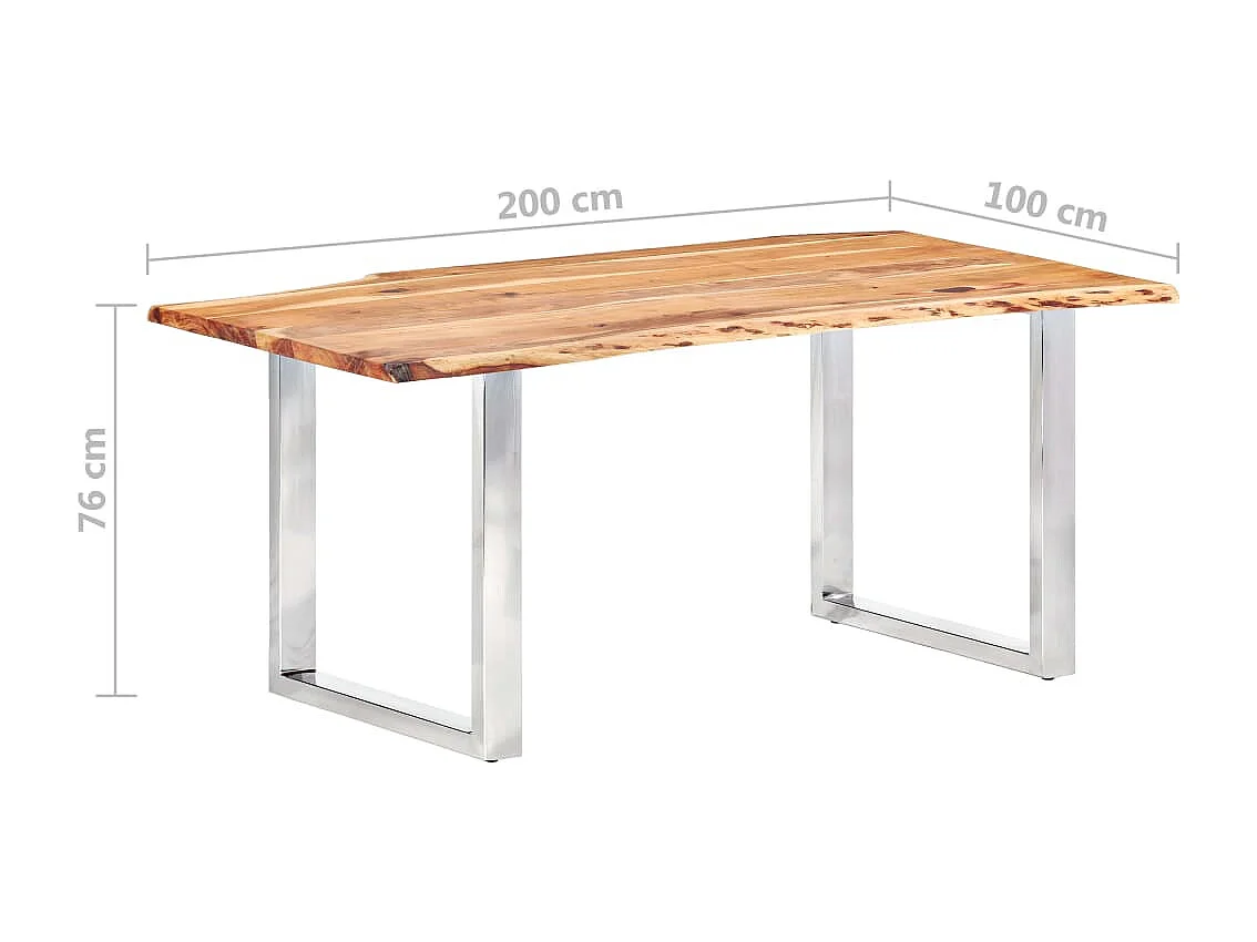 Eetkamertafel met natuurlijke randen 3,8 cm 200 cm acaciahout