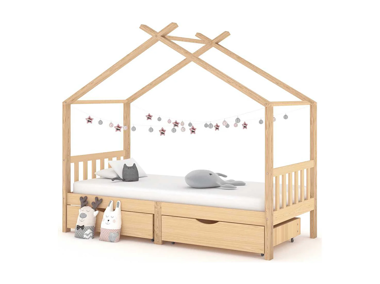 Kinderbedframe met lades massief grenenhout 90x200 cm