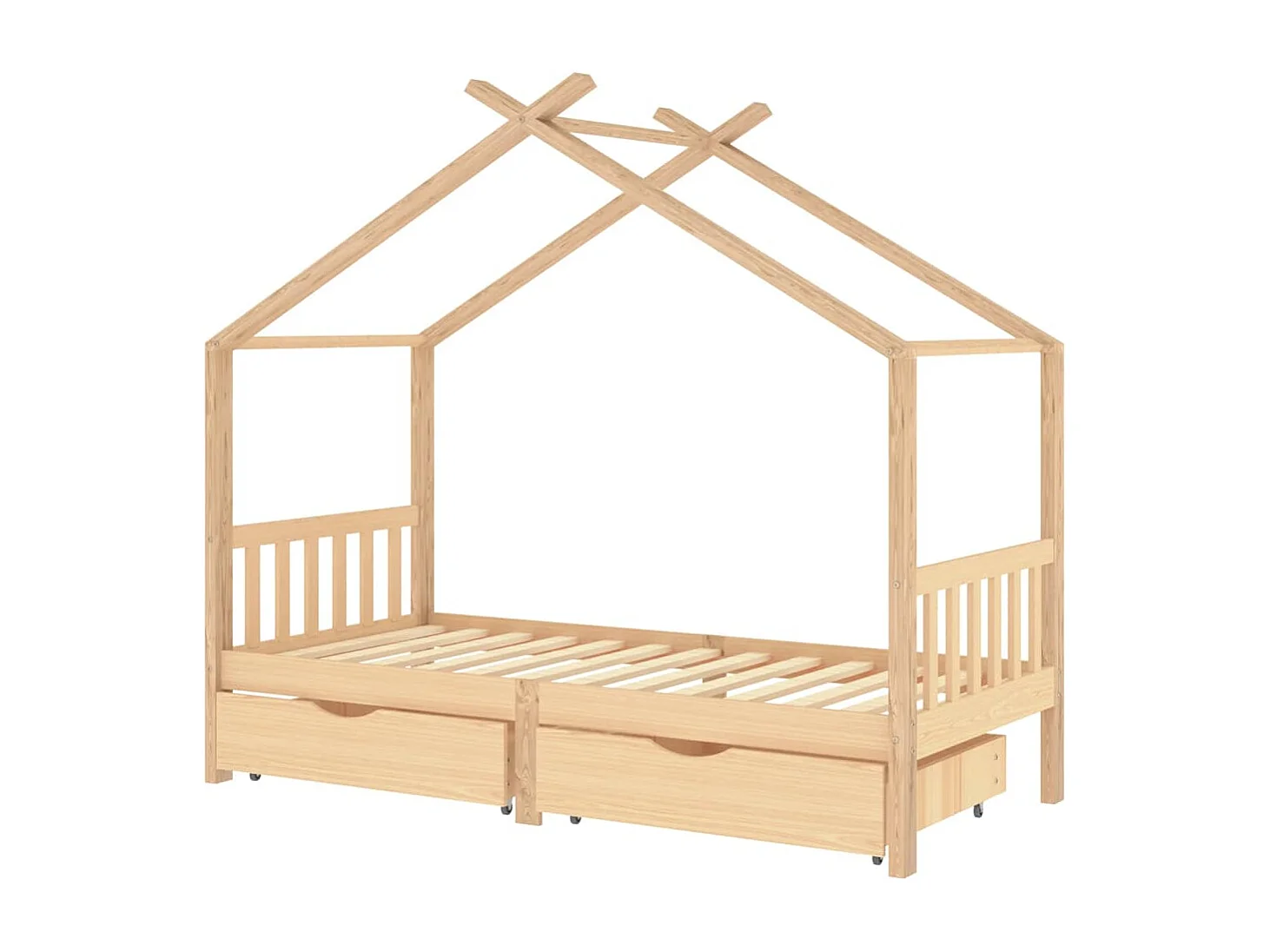 Cadre de lit enfant avec tiroirs bois de pin massif 90x200 cm