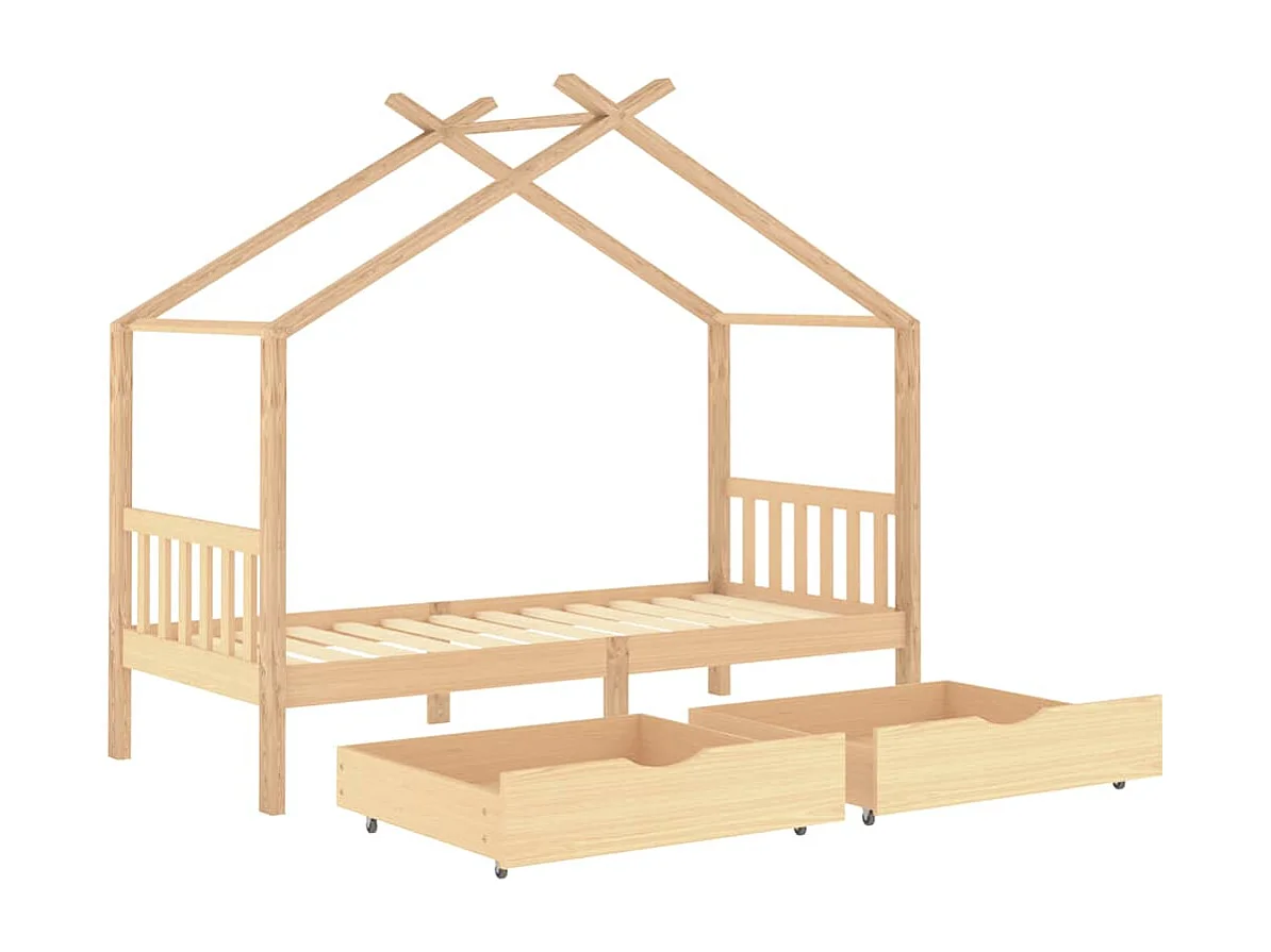 Cadre de lit enfant avec tiroirs bois de pin massif 90x200 cm