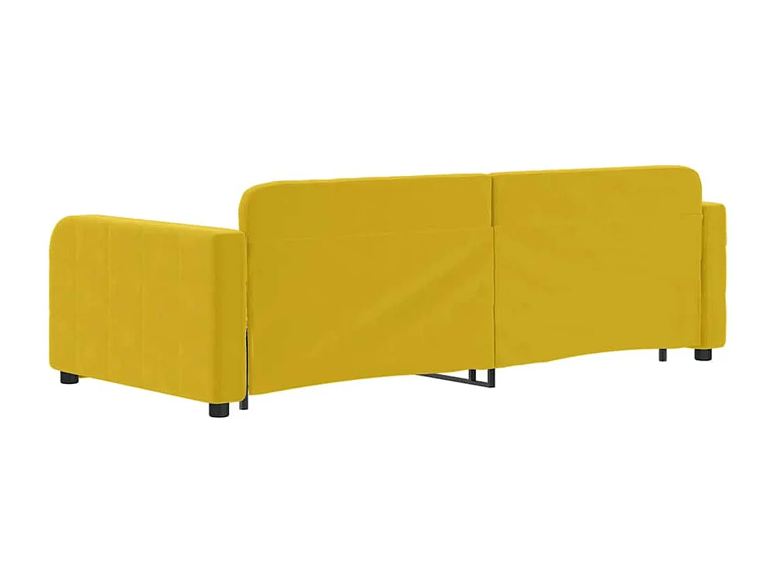 Slaapbank met onderschuifbed en lades 90x200 cm fluweel geel