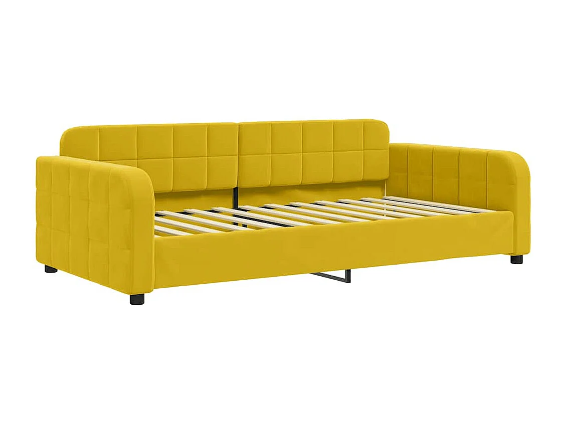 Slaapbank met onderschuifbed en lades 90x200 cm fluweel geel