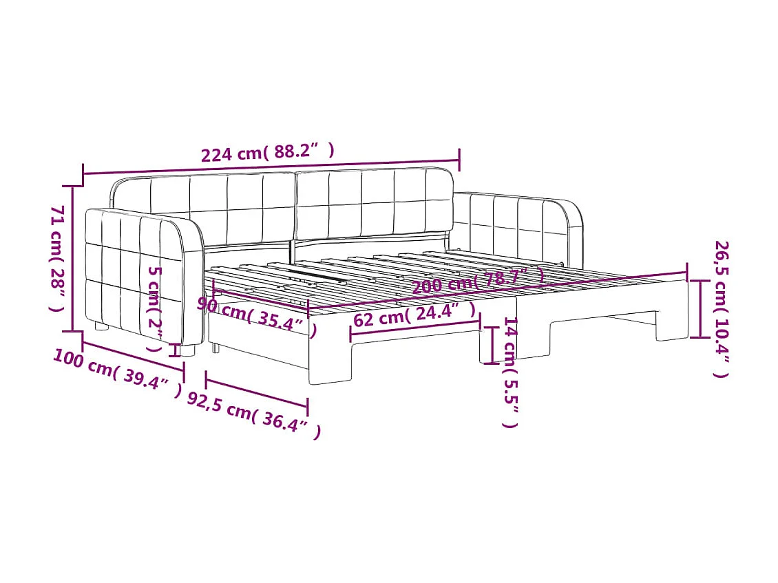 Divano Letto con Letto Estraibile Verde Scuro 90x200cm Velluto