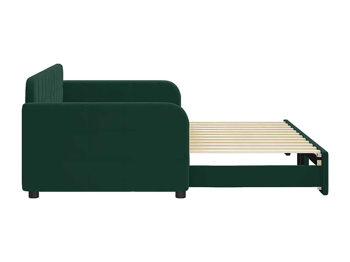 Tagesbett Ausziehbar Dunkelgrün 90x200 cm Samt