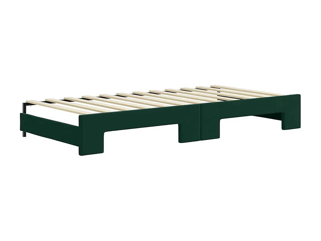 Tagesbett Ausziehbar Dunkelgrün 90x200 cm Samt