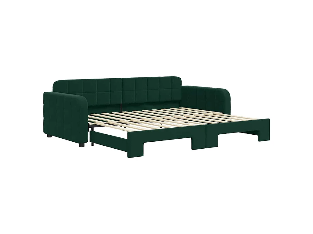 Tagesbett Ausziehbar Dunkelgrün 90x200 cm Samt