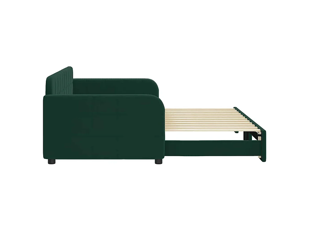 Divano Letto con Letto Estraibile Verde Scuro 90x200cm Velluto