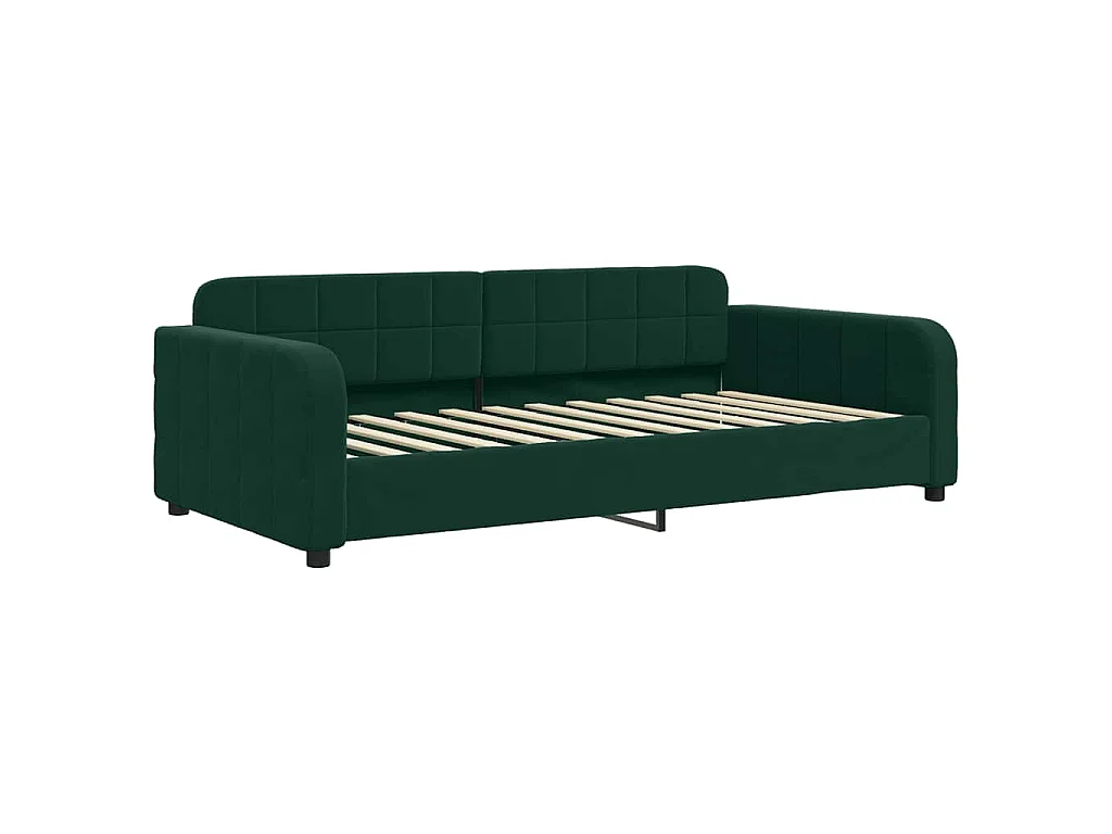Divano Letto con Letto Estraibile Verde Scuro 90x200cm Velluto